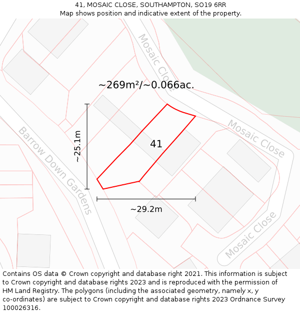 41, MOSAIC CLOSE, SOUTHAMPTON, SO19 6RR: Plot and title map