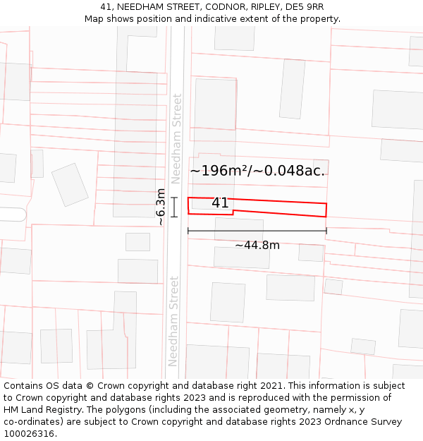 41, NEEDHAM STREET, CODNOR, RIPLEY, DE5 9RR: Plot and title map