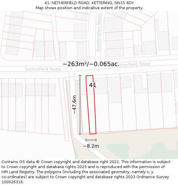 41, NETHERFIELD ROAD, KETTERING, NN15 6DY: Plot and title map