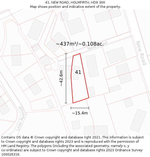 41, NEW ROAD, HOLMFIRTH, HD9 3XX: Plot and title map