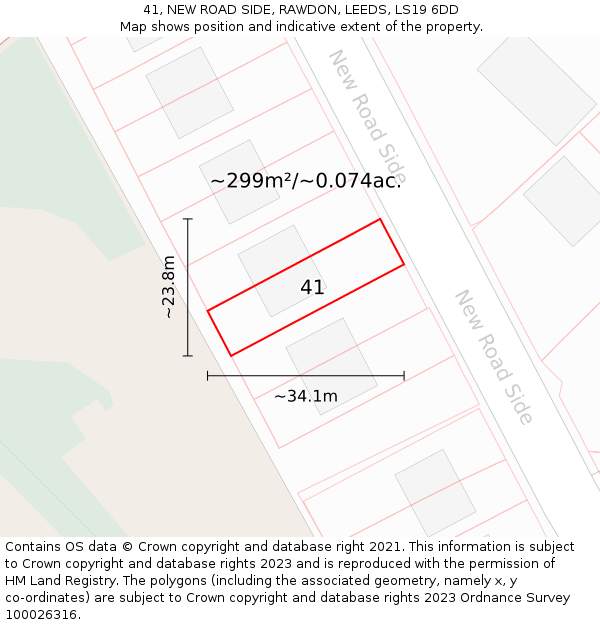 41, NEW ROAD SIDE, RAWDON, LEEDS, LS19 6DD: Plot and title map