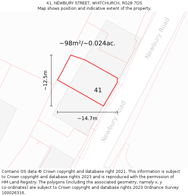 41, NEWBURY STREET, WHITCHURCH, RG28 7DS: Plot and title map