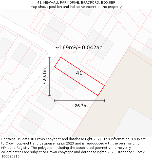 41, NEWHALL PARK DRIVE, BRADFORD, BD5 8BR: Plot and title map