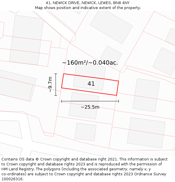 41, NEWICK DRIVE, NEWICK, LEWES, BN8 4NY: Plot and title map