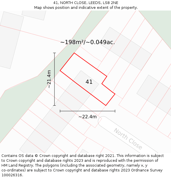 41, NORTH CLOSE, LEEDS, LS8 2NE: Plot and title map