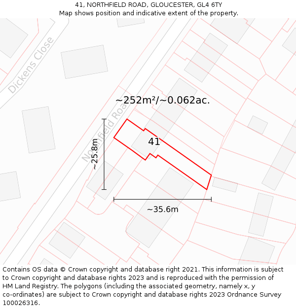 41, NORTHFIELD ROAD, GLOUCESTER, GL4 6TY: Plot and title map
