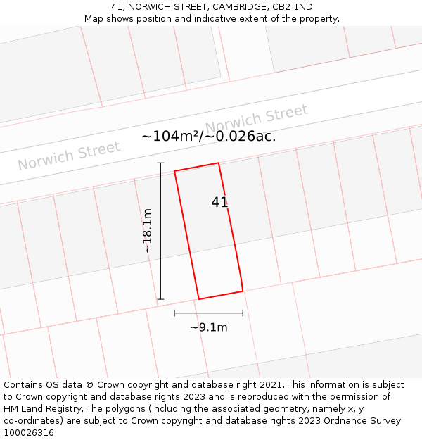41, NORWICH STREET, CAMBRIDGE, CB2 1ND: Plot and title map