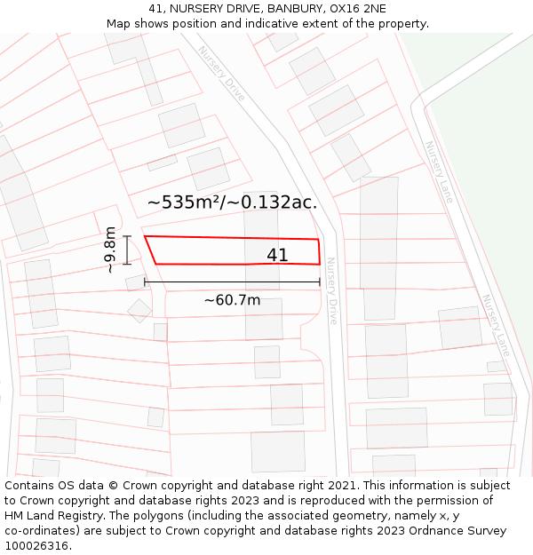 41, NURSERY DRIVE, BANBURY, OX16 2NE: Plot and title map