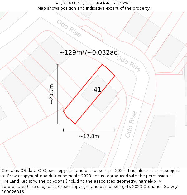 41, ODO RISE, GILLINGHAM, ME7 2WG: Plot and title map