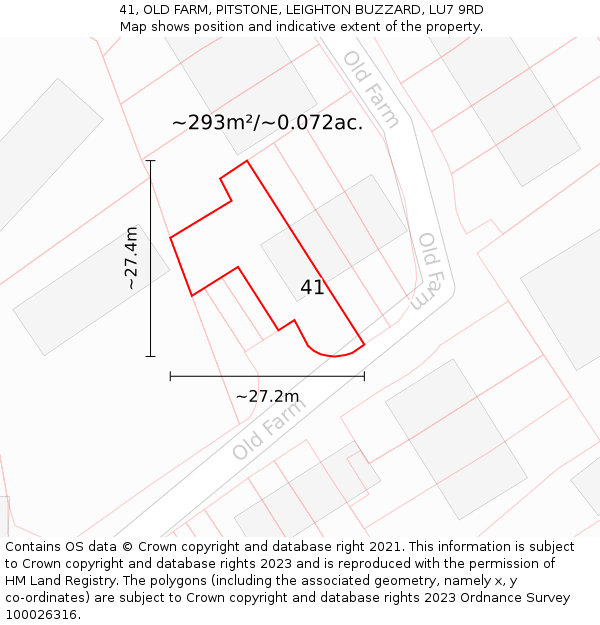 41, OLD FARM, PITSTONE, LEIGHTON BUZZARD, LU7 9RD: Plot and title map