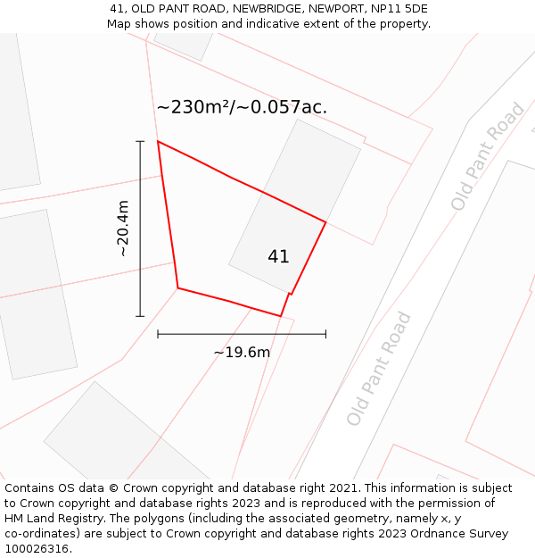 41, OLD PANT ROAD, NEWBRIDGE, NEWPORT, NP11 5DE: Plot and title map