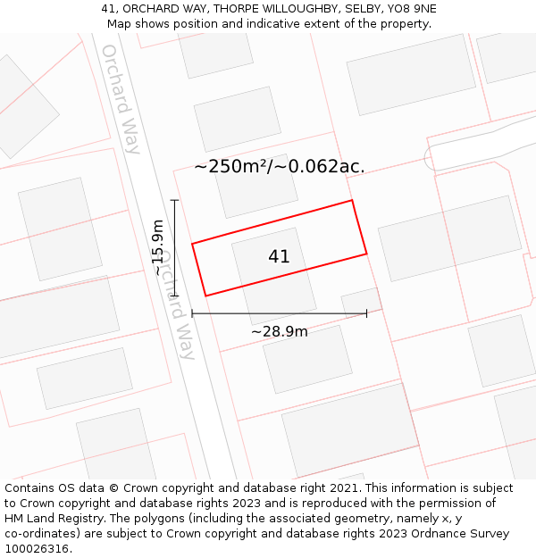 41, ORCHARD WAY, THORPE WILLOUGHBY, SELBY, YO8 9NE: Plot and title map