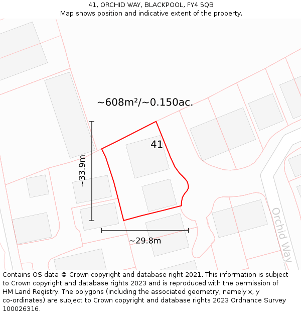 41, ORCHID WAY, BLACKPOOL, FY4 5QB: Plot and title map