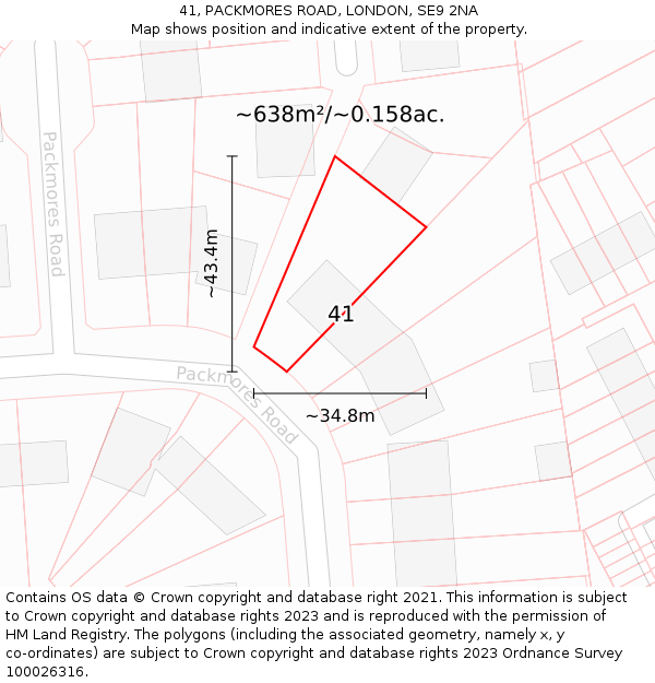 41, PACKMORES ROAD, LONDON, SE9 2NA: Plot and title map