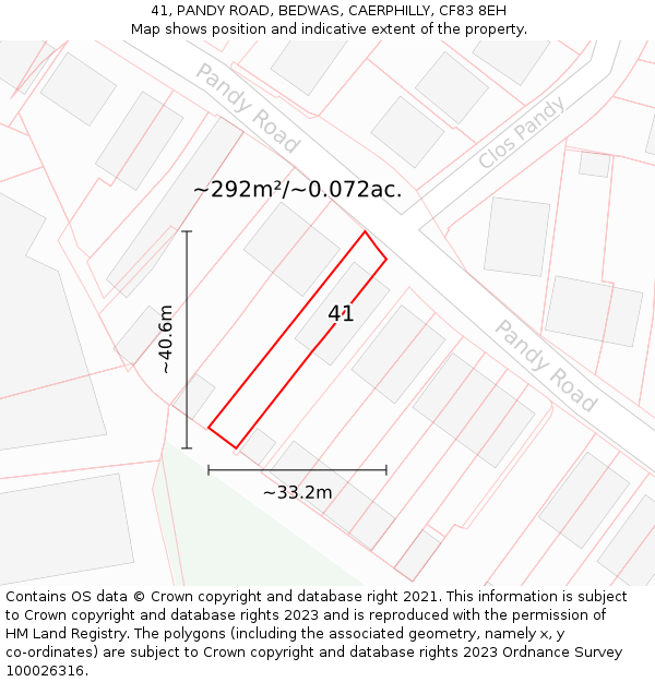 41, PANDY ROAD, BEDWAS, CAERPHILLY, CF83 8EH: Plot and title map