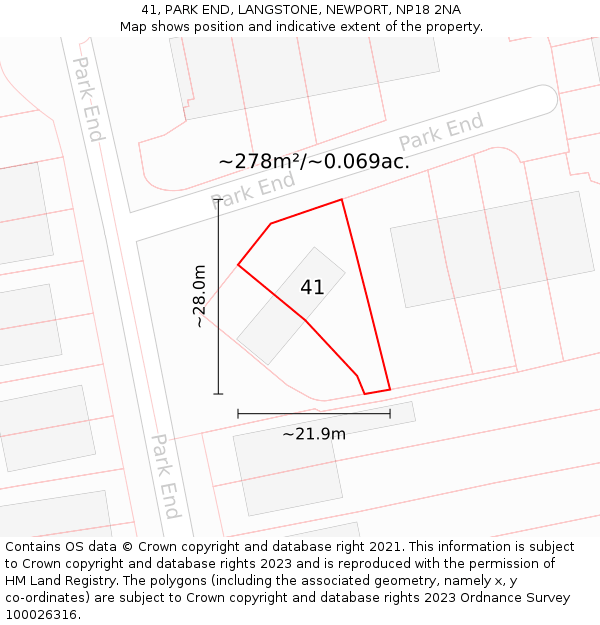 41, PARK END, LANGSTONE, NEWPORT, NP18 2NA: Plot and title map