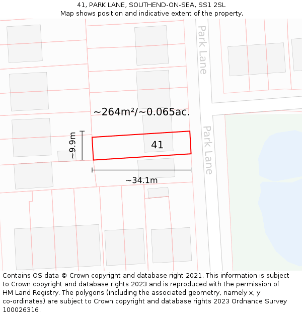41, PARK LANE, SOUTHEND-ON-SEA, SS1 2SL: Plot and title map