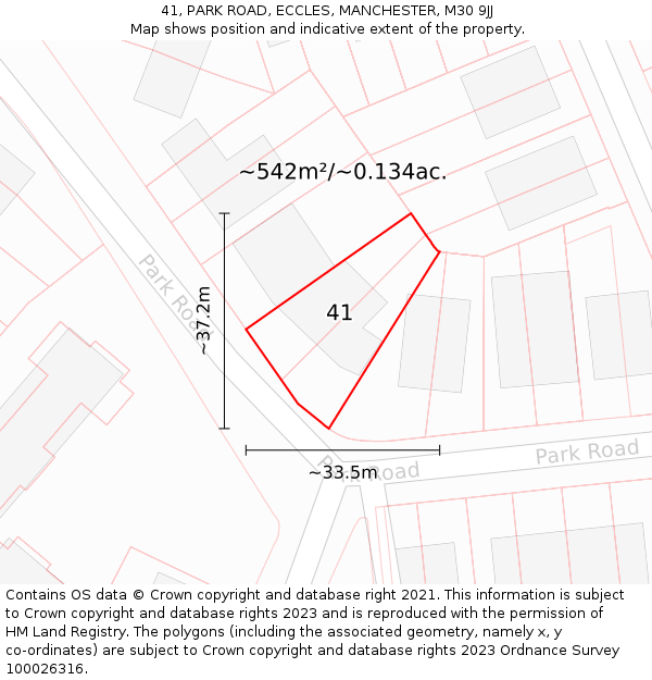41, PARK ROAD, ECCLES, MANCHESTER, M30 9JJ: Plot and title map