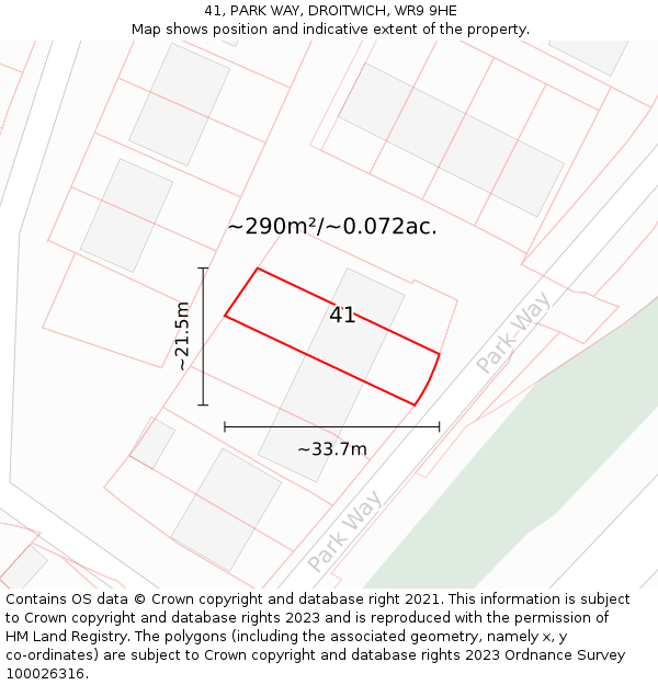 41, PARK WAY, DROITWICH, WR9 9HE: Plot and title map