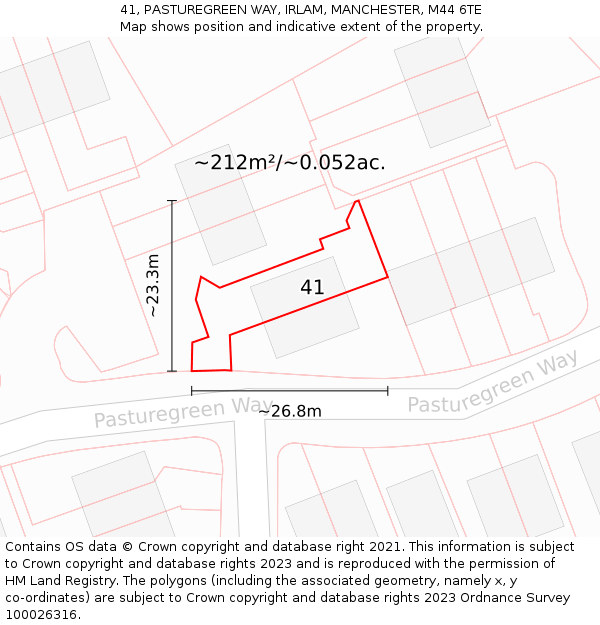 41, PASTUREGREEN WAY, IRLAM, MANCHESTER, M44 6TE: Plot and title map