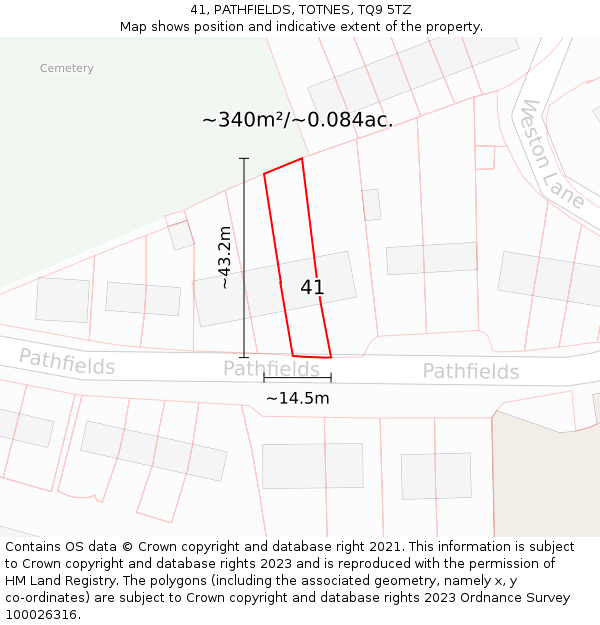41, PATHFIELDS, TOTNES, TQ9 5TZ: Plot and title map