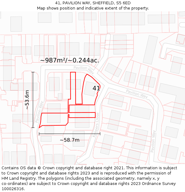 41, PAVILION WAY, SHEFFIELD, S5 6ED: Plot and title map