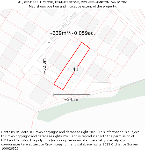 41, PENDERELL CLOSE, FEATHERSTONE, WOLVERHAMPTON, WV10 7BQ: Plot and title map