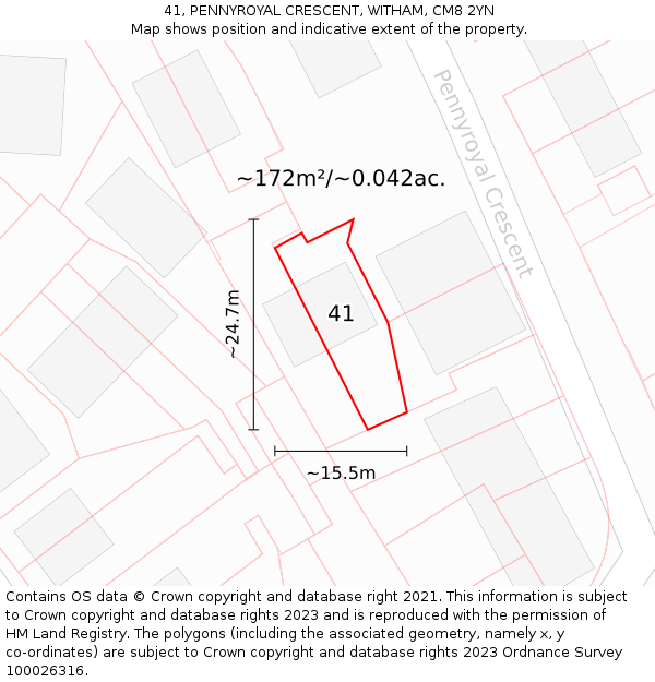 41, PENNYROYAL CRESCENT, WITHAM, CM8 2YN: Plot and title map