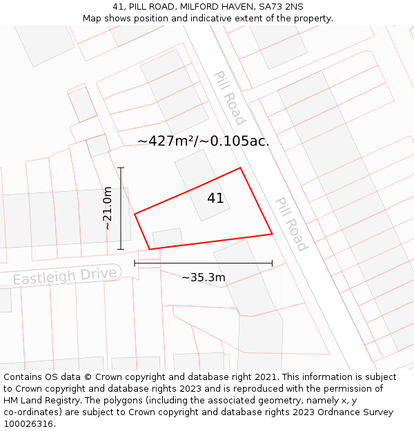 41, PILL ROAD, MILFORD HAVEN, SA73 2NS: Plot and title map