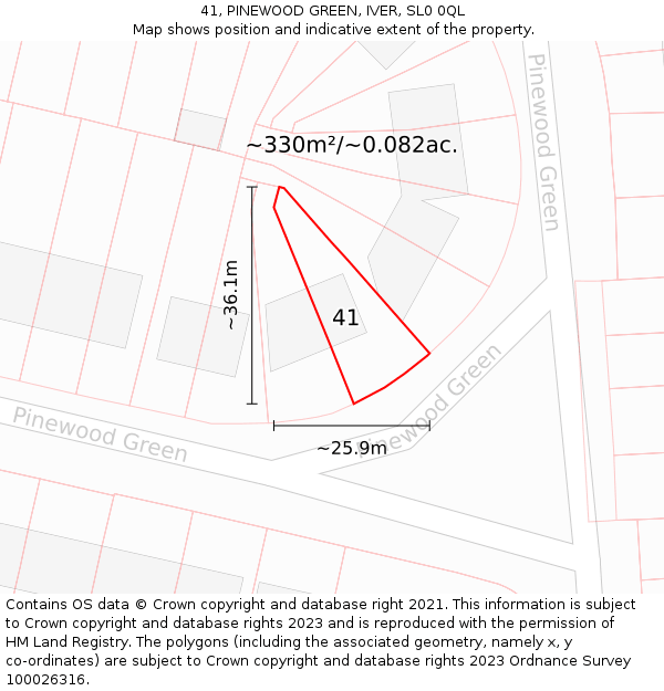 41, PINEWOOD GREEN, IVER, SL0 0QL: Plot and title map