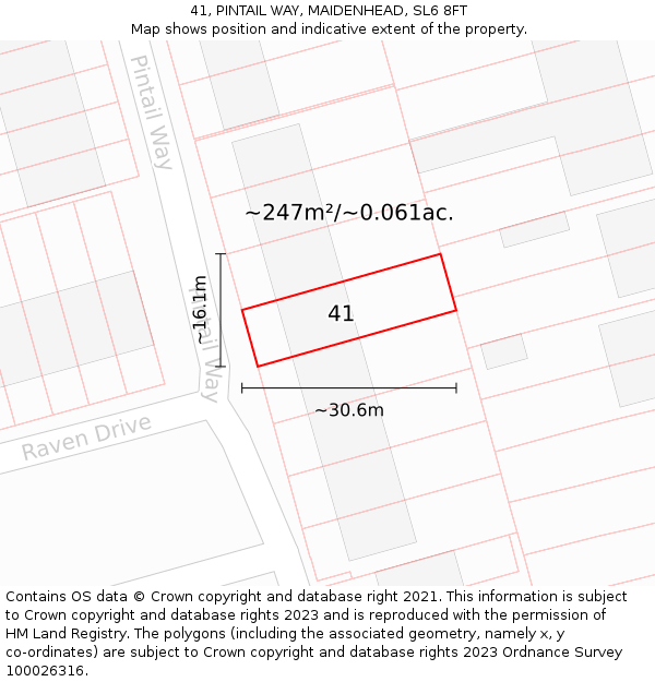 41, PINTAIL WAY, MAIDENHEAD, SL6 8FT: Plot and title map