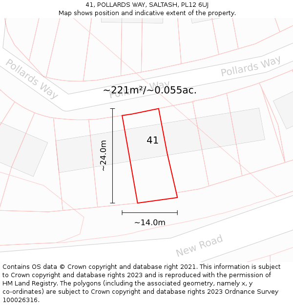 41, POLLARDS WAY, SALTASH, PL12 6UJ: Plot and title map