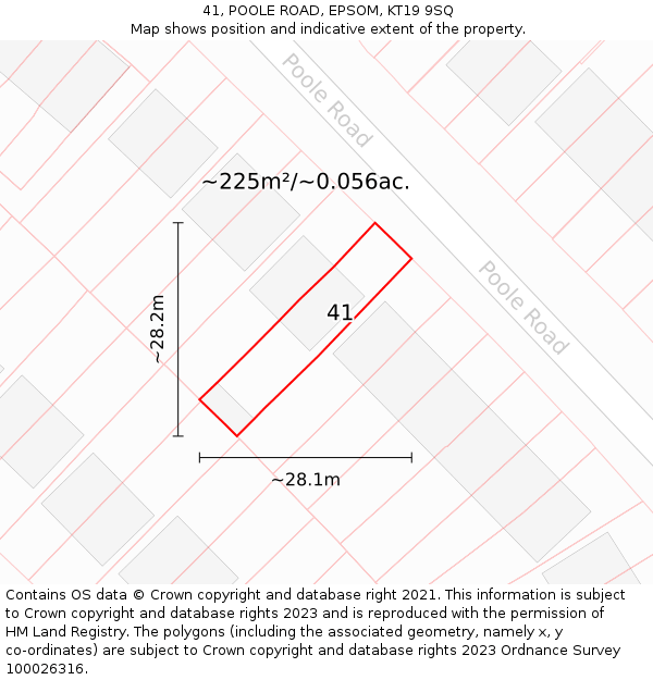 41, POOLE ROAD, EPSOM, KT19 9SQ: Plot and title map