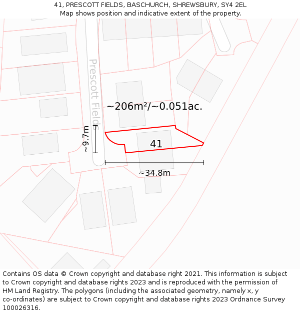 41, PRESCOTT FIELDS, BASCHURCH, SHREWSBURY, SY4 2EL: Plot and title map