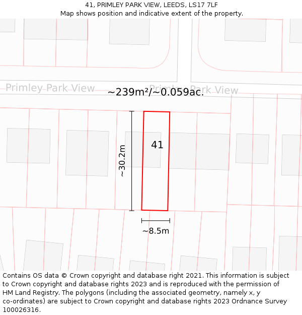 41, PRIMLEY PARK VIEW, LEEDS, LS17 7LF: Plot and title map