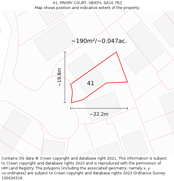 41, PRIORY COURT, NEATH, SA10 7RZ: Plot and title map