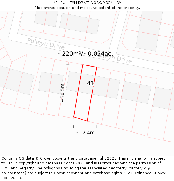 41, PULLEYN DRIVE, YORK, YO24 1DY: Plot and title map