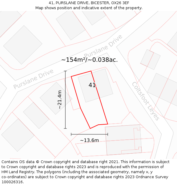 41, PURSLANE DRIVE, BICESTER, OX26 3EF: Plot and title map