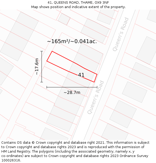 41, QUEENS ROAD, THAME, OX9 3NF: Plot and title map