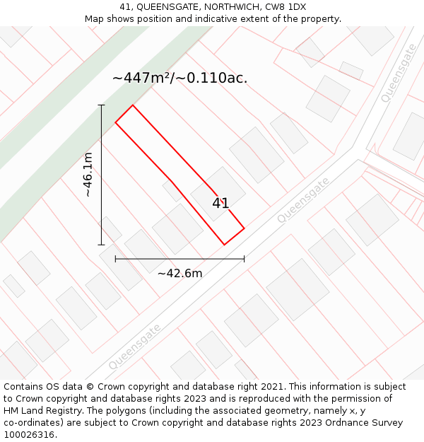 41, QUEENSGATE, NORTHWICH, CW8 1DX: Plot and title map