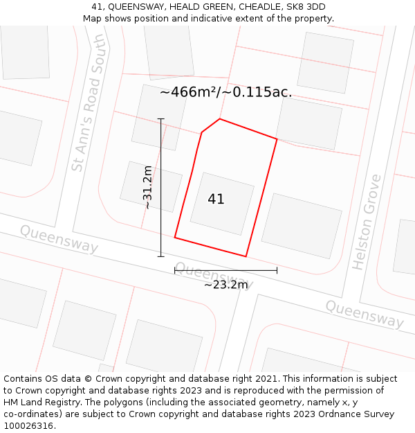 41, QUEENSWAY, HEALD GREEN, CHEADLE, SK8 3DD: Plot and title map