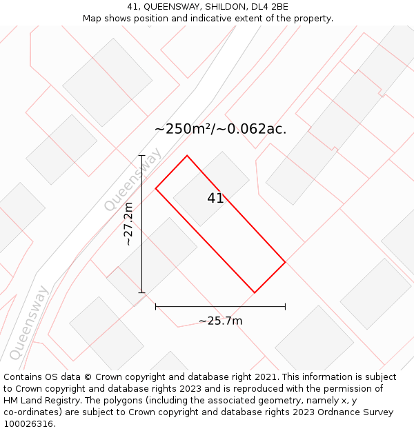 41, QUEENSWAY, SHILDON, DL4 2BE: Plot and title map