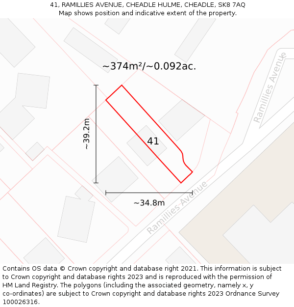41, RAMILLIES AVENUE, CHEADLE HULME, CHEADLE, SK8 7AQ: Plot and title map