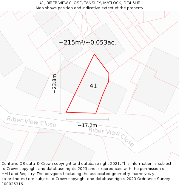 41, RIBER VIEW CLOSE, TANSLEY, MATLOCK, DE4 5HB: Plot and title map
