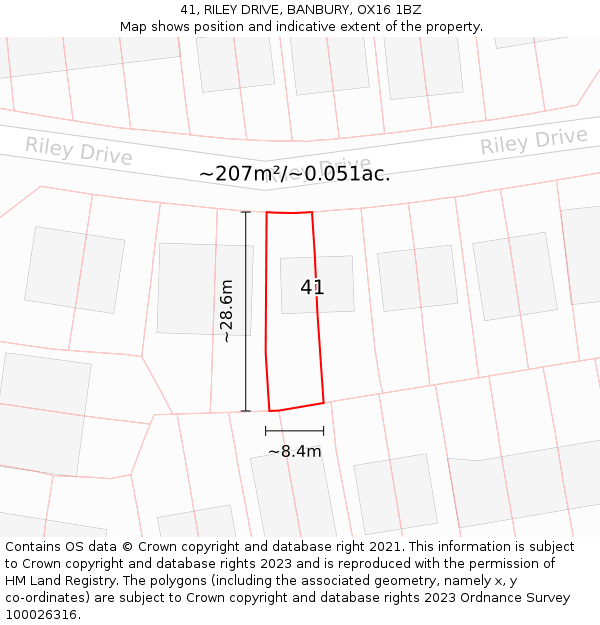 41, RILEY DRIVE, BANBURY, OX16 1BZ: Plot and title map