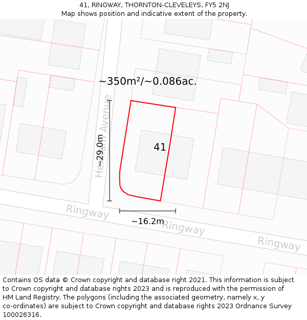 41, RINGWAY, THORNTON-CLEVELEYS, FY5 2NJ: Plot and title map