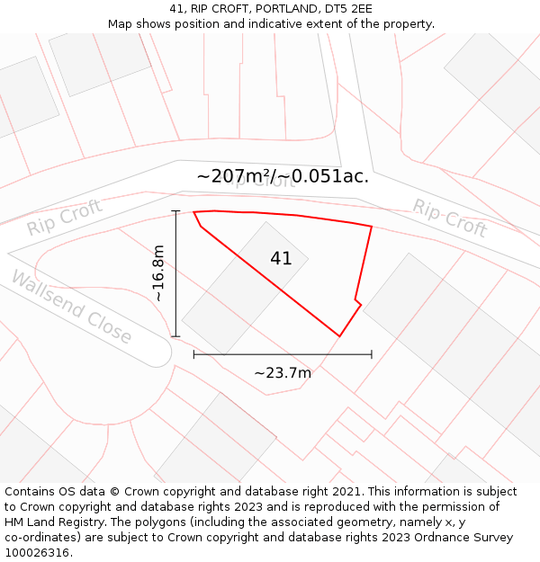41, RIP CROFT, PORTLAND, DT5 2EE: Plot and title map