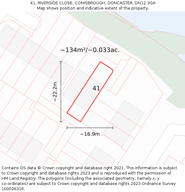 41, RIVERSIDE CLOSE, CONISBROUGH, DONCASTER, DN12 3GA: Plot and title map