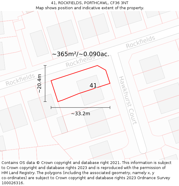 41, ROCKFIELDS, PORTHCAWL, CF36 3NT: Plot and title map