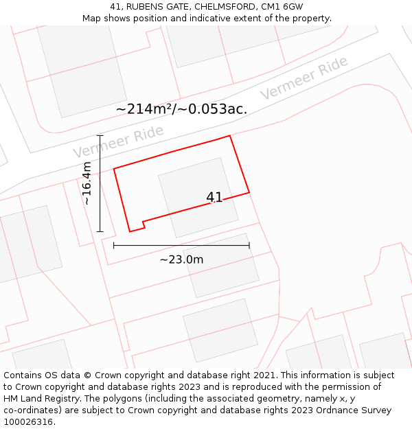 41, RUBENS GATE, CHELMSFORD, CM1 6GW: Plot and title map